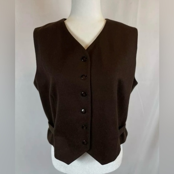 Vintage Worthington vest Wool Women's 14 Chocolate Brown Fully Lined waistcoat - Picture 1 of 15